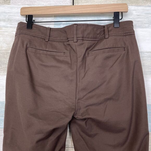 Cynthia Rowley Ankle Crop Trouser Pants Brown Mid Rise Cuffed Casual Womens 4 - Picture 5 of 7